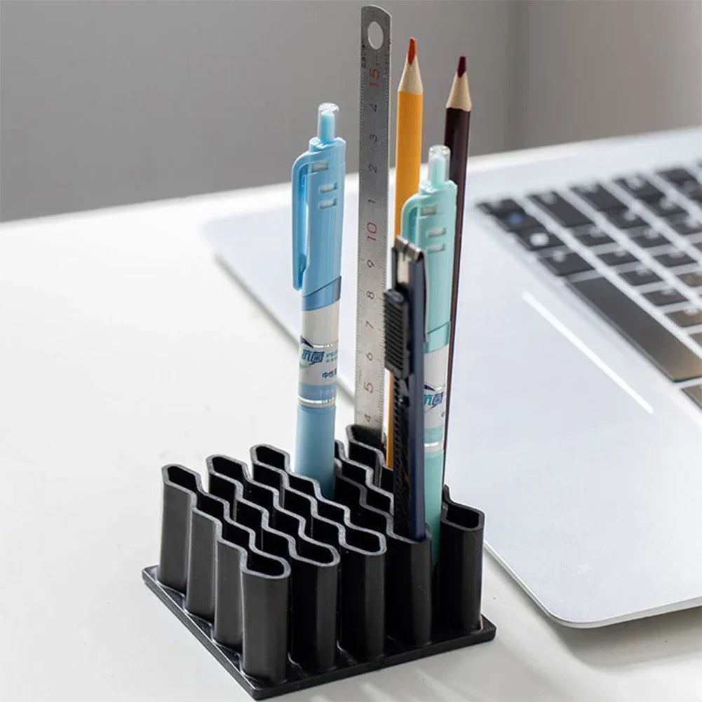 32-Slot Honeycomb Desk Organizer – Pen & Brush Holder