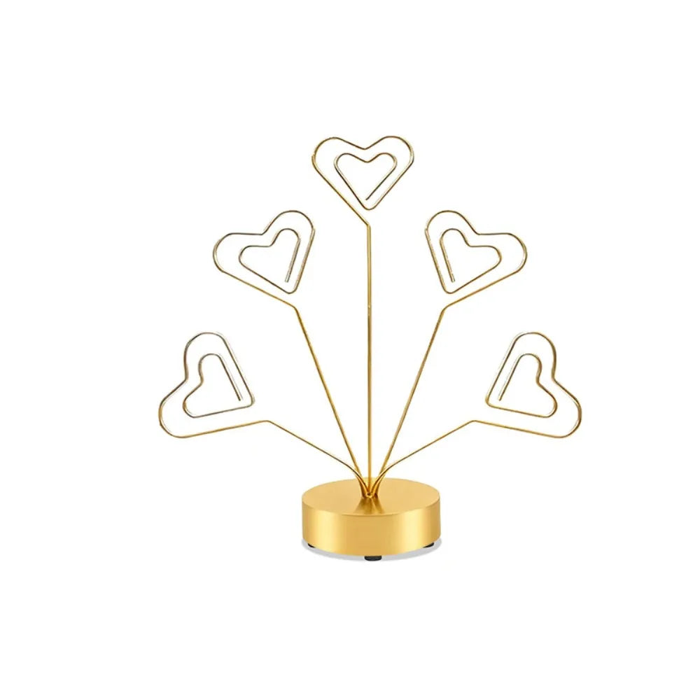 Multifunctional Creative Note Clips Stable Heart/Round Business Card Holder Portable Vertical Desktop Card Clamp Party Supplies Oasis Select Gold Heart