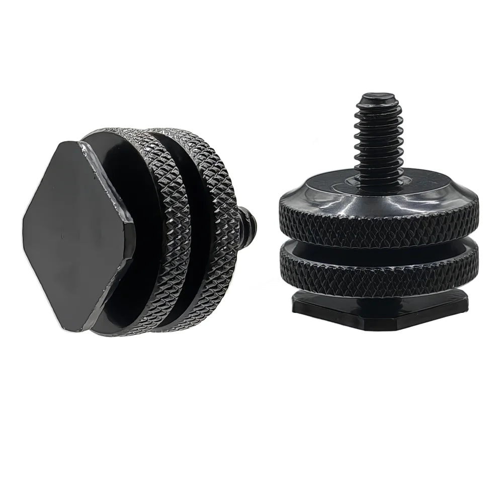 Cold Shoe Dual Nut 1/4" Hot Shoe Mount Adapter for DSLR Cameras