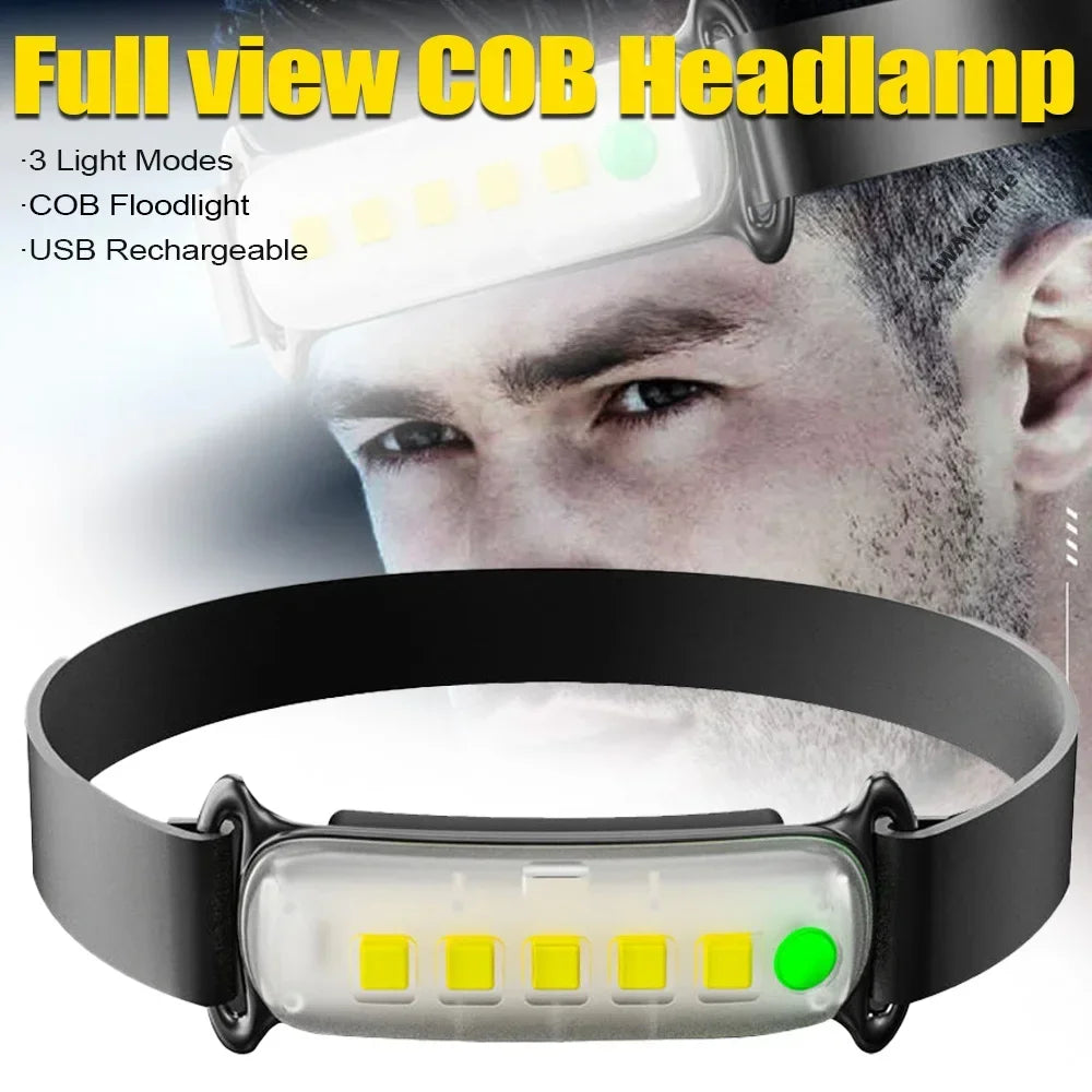 COB LED Headlamp Waterproof Mini LED Flashlight Fishing Head Lamp LED Flashlight Camping Hiking Lamp Working Camping Head Light Oasis Select