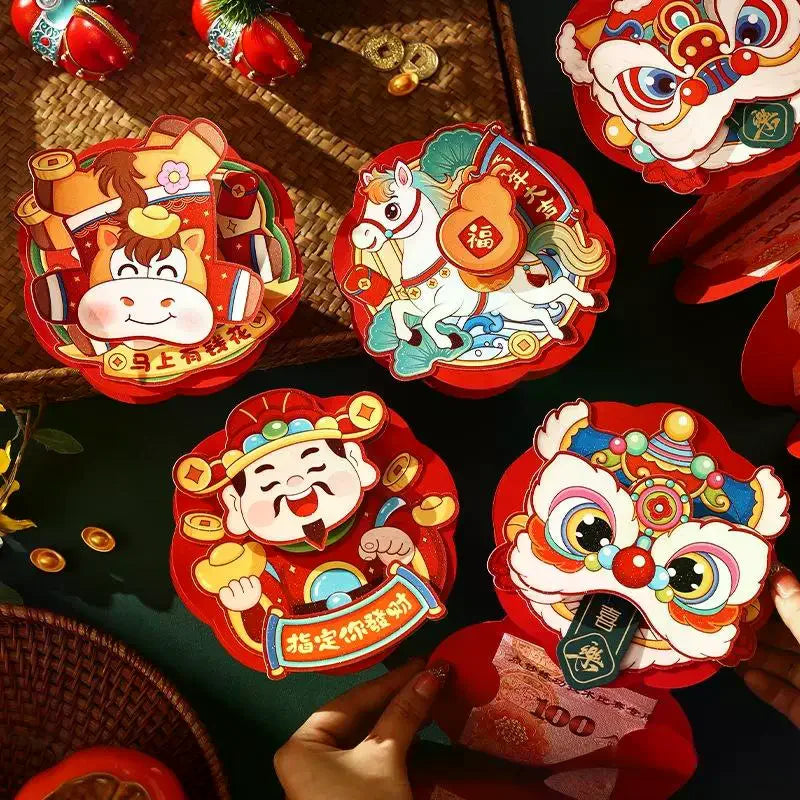 1Pcs Chinese Traditional Lucky Red Money Pouch 2026 Horse Year Cartoon Hongbag New Year Red Envelope New Year Gifts Oasis Select