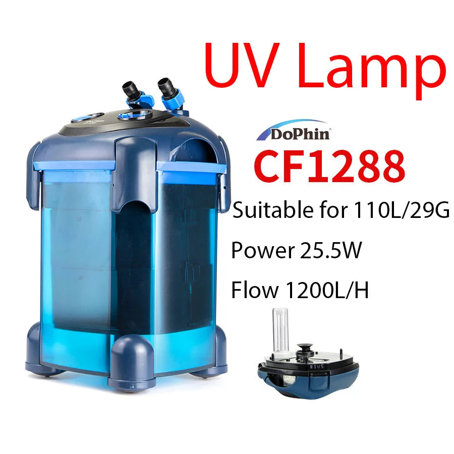 Dophin Aquarium External Filter Silent Fish Tank Clean Water UV Lamp Oasis Select CF1288 UV 220-240v 50hz