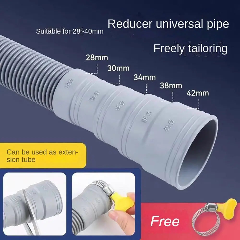 New Flexible Washing Machine Drain Hose Corrugated Grey Washing Machine Tube Thickened Faucet Accessories Oasis Select
