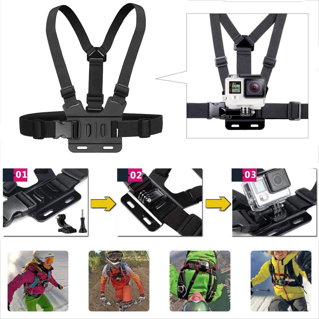 Chest Strap Mount for GoPro Hero 12–6, Insta360 & DJI OSMO
