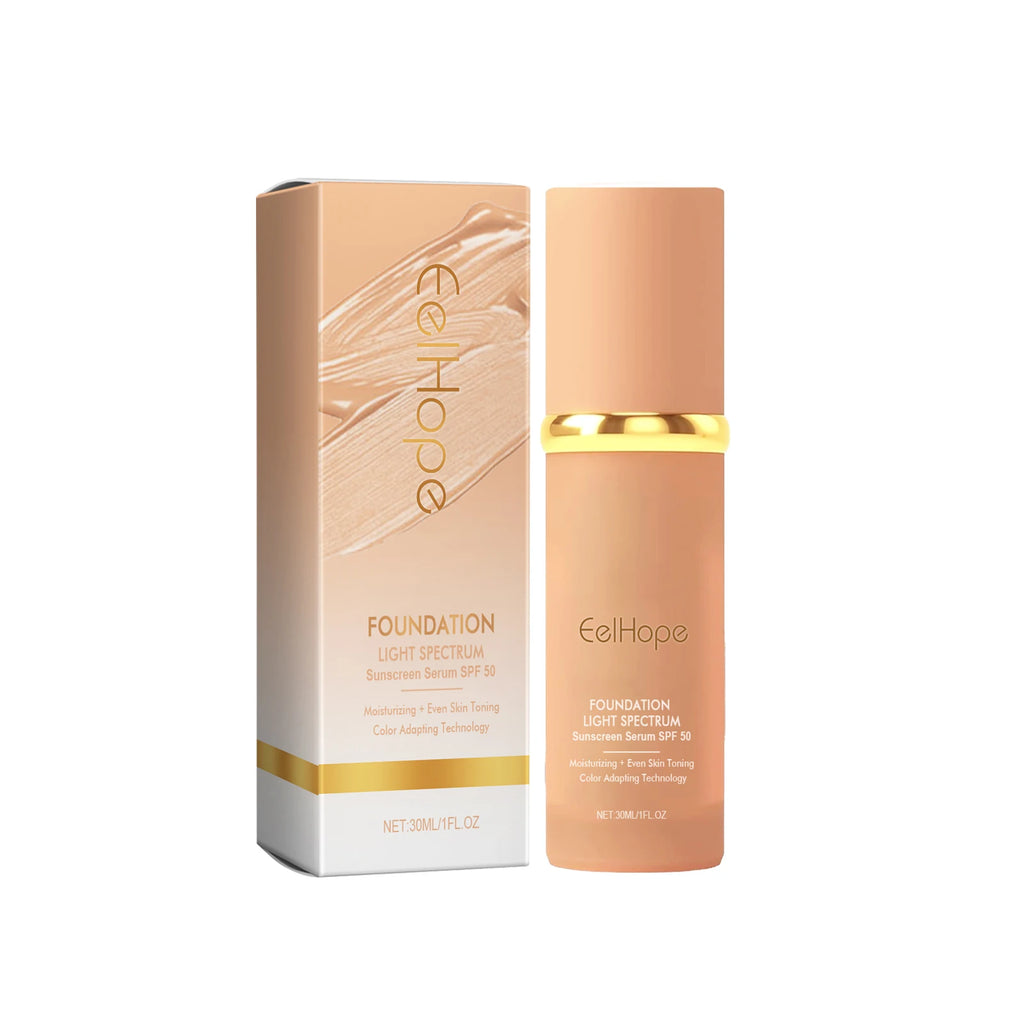 Color Changing Foundation Light Spectrum Sunscreen Serum SPF 50 Concealer Full Coverage Moisturizing Face Makeup Base Cosmetics Oasis Select 30ml Boxed