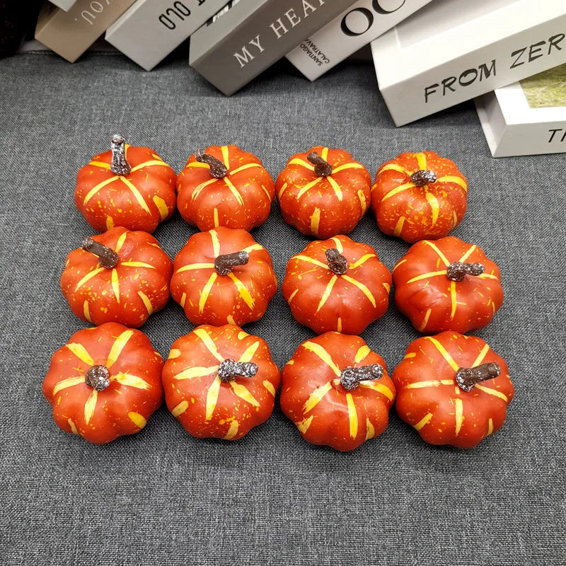 6/12pcs Simulated Pumpkin Decoration 6cm Vegetable Model Yellow / White Halloween Family Party Atmosphere DIY Decorations Oasis Select Orange-12PCS