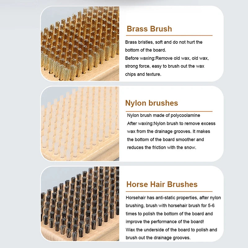 Ski Brush Snowboard Tool Ski Wax Brush Ski Brushes Snowboarding Ski Waxing Brush Kit Snowboard Accessories Snowboards Brush Soft Oasis Select