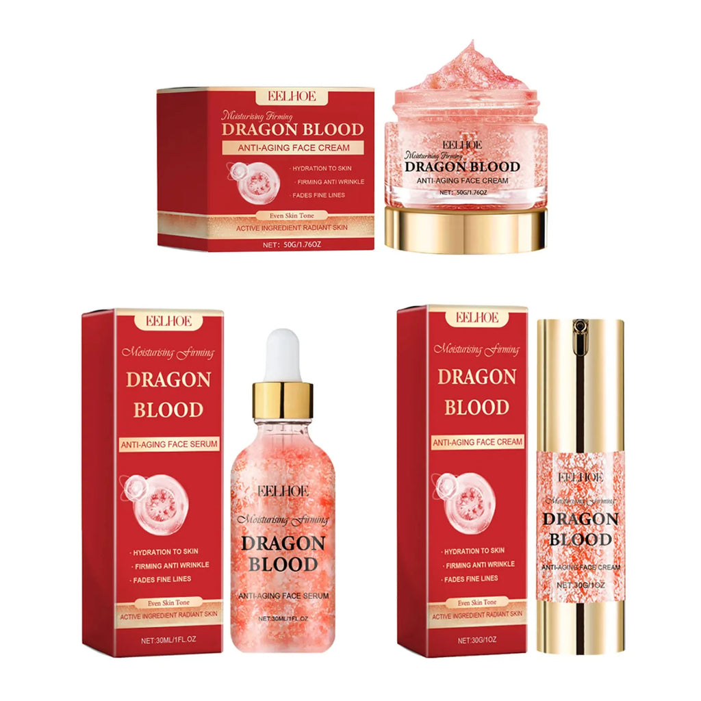 Dragon's Blood Skincare Set Anti-Aging Face Serum & Creams Reduce Wrinkles Firming Smoothing Hydrating Brightening Face SkinCare Oasis Select