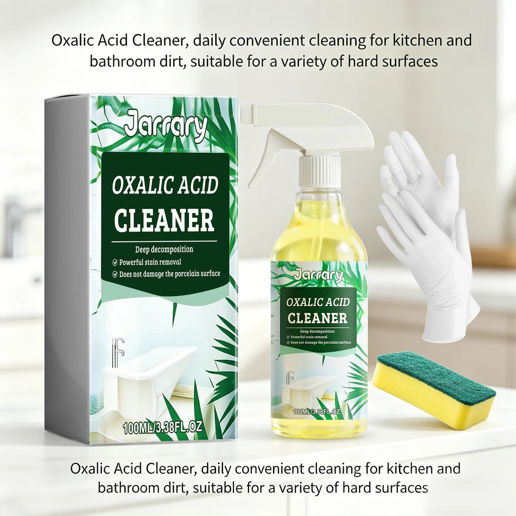 Oxalic Acid Cleaner 100ml Bathroom & Kitchen Stain Remover with Sponge & Gloves for Toilet, Tile & Grout Deep Cleaning Spray Oasis Select