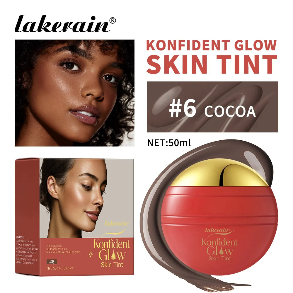 Konfident Glow Skin Tint Waterproof Hydrating Skin Foundation Coverage 30 ml Oil-Free Long - Lasting Glass-Skin Foundation Clean Oasis Select 6Cocoa