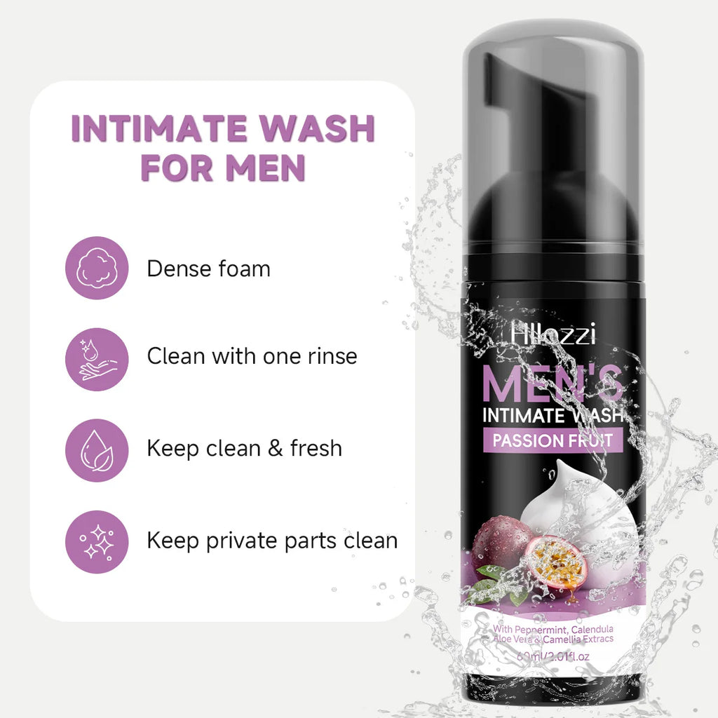 MEN'S INTIMATE WASH PASSION FRUIT，Long-lasting deodorizing men's wash foam, gentle cleanses and moisturizes, men's personal care Oasis Select