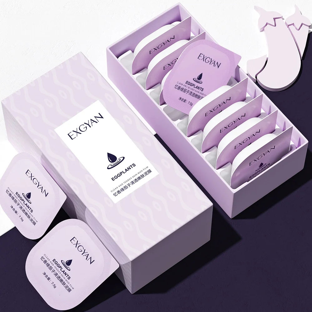 Eggplant Cleansing Mud Mask – 8 Sachets | Kaolin Clay Face Mask Clay Face Mask Oasis Select 1 Box 80Pcs