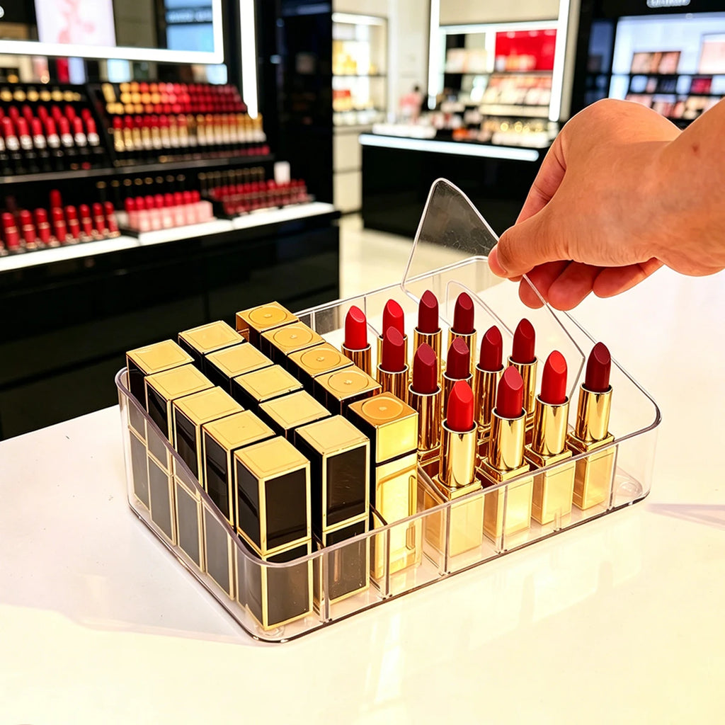 1pc Acrylic 7-Mesh Removable Lipstick Cosmetics Display Box Portable Perfume Nail Polish Desktop/Dresser Organizer Oasis Select