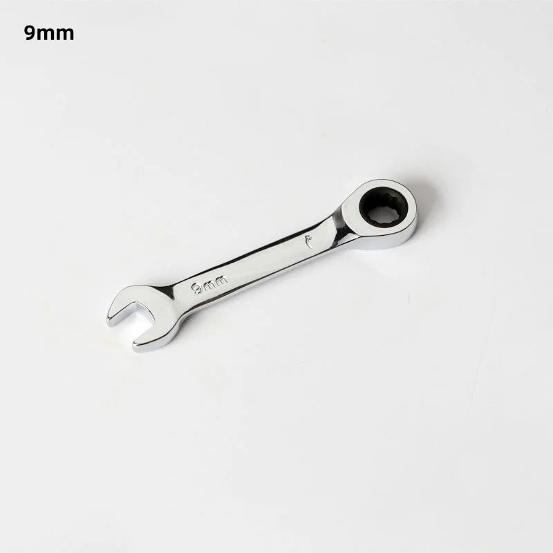 1Pcs 6-19mm 72 Tooth Short Handle Ratchet Socket Wrench CRV Quick Open Reversible Combination Stubby Spanner Auto Repair Tools Oasis Select 9mm