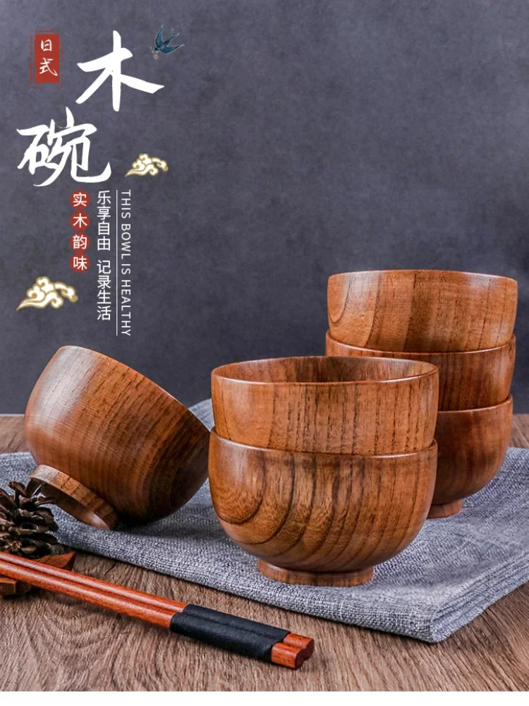 Japanese Acacia Wooden Bowl – Kids' Anti-Drop Salad Bowl Wooden Dining Bowl Oasis Select