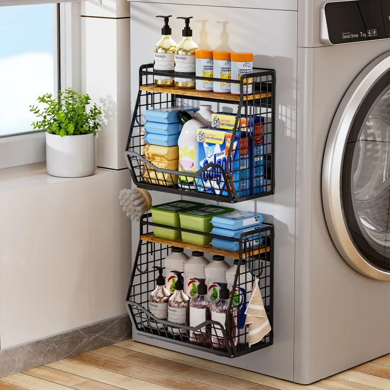 Kitchen Magnetic Refrigerator Hanger Wall-mounted Seasoning Rack Fruit and Vegetable Storage Basket Removable Magnetic Oasis Select
