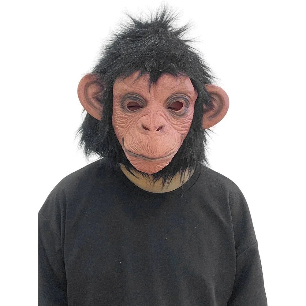 Deluxe Chimp Latex Full Head Mask | Halloween Monkey Cosplay