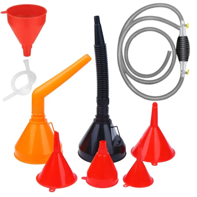 1 Set Plastic Oil Funnel Right Angled Funnel Car Motorcycle Multi Caliber Refueling Funnel Kit Detachable Nozzle And Filter Oasis Select