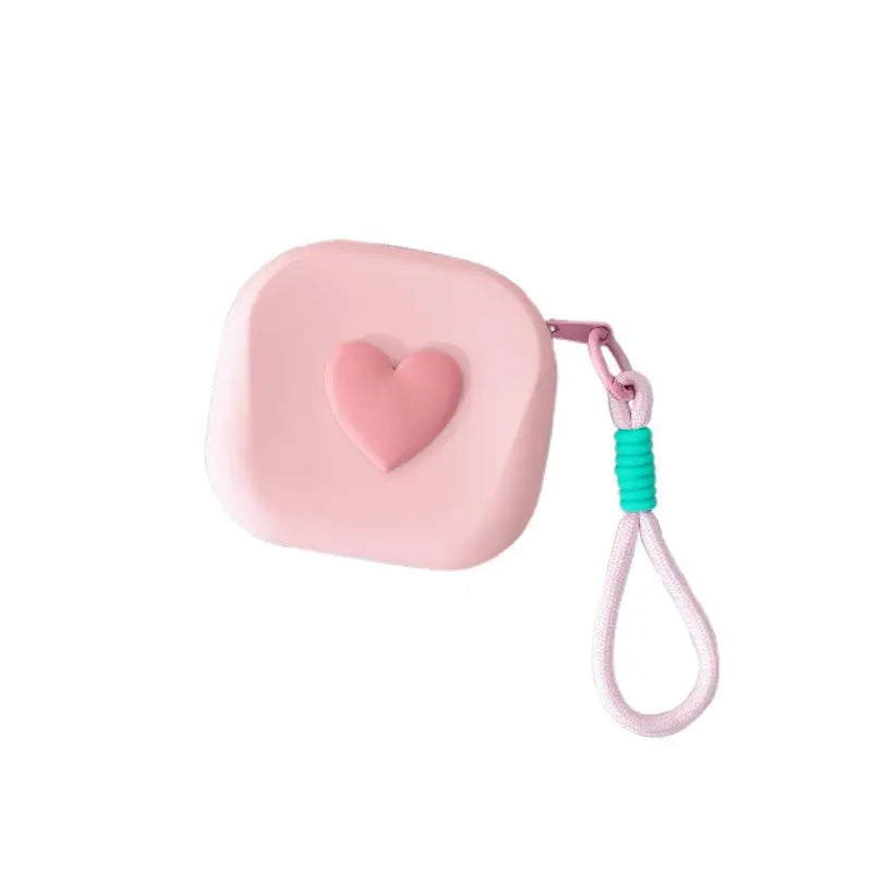 Heart Silicone Coin Purse Organizer Pouch with Woven Lanyard