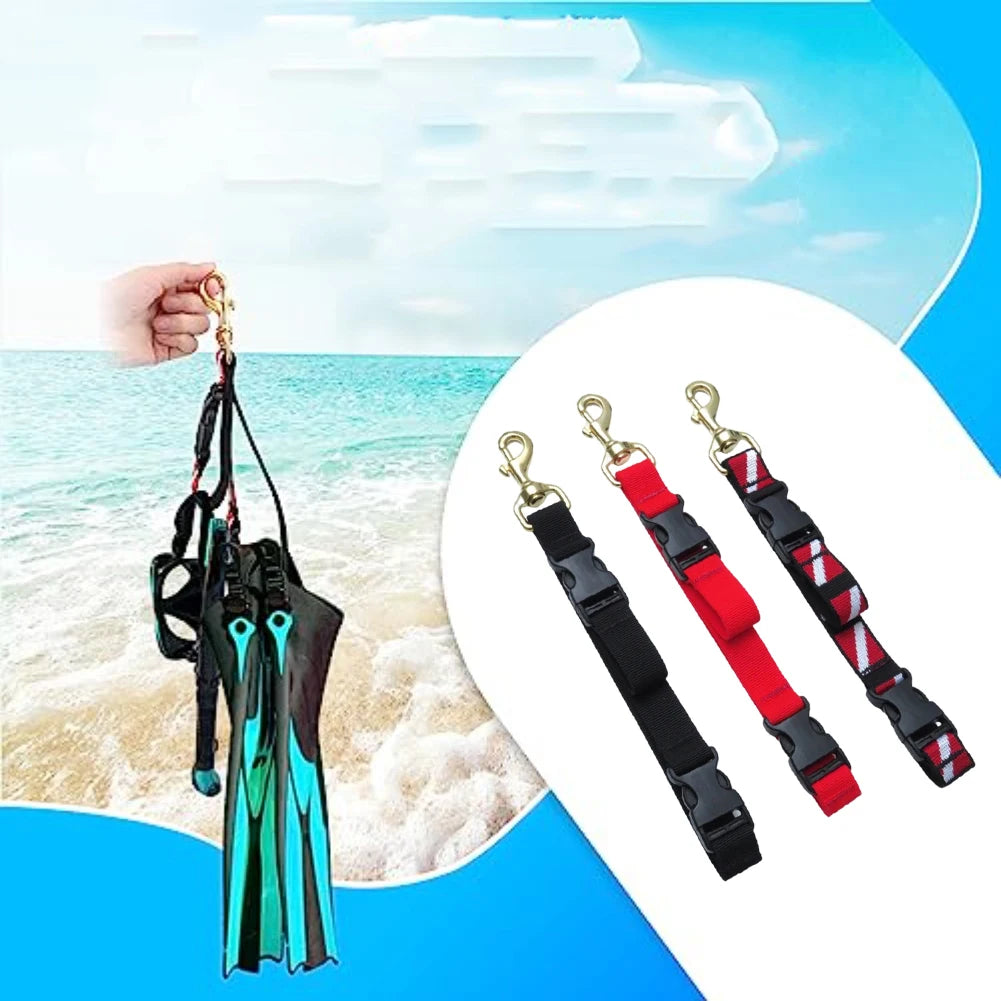 1pc Diving Lanyard Clip 255x25mm Multi-Purpose Frog Shoe Buckle Lift Cord Clip Fin Holder For BCD Side Mount Hanging Accessories Oasis Select
