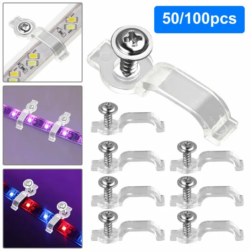 50/100pcs Mounting Brackets Clip Side Fixing Clips For 5050 LED Strip Light Bar With Screws Oasis Select