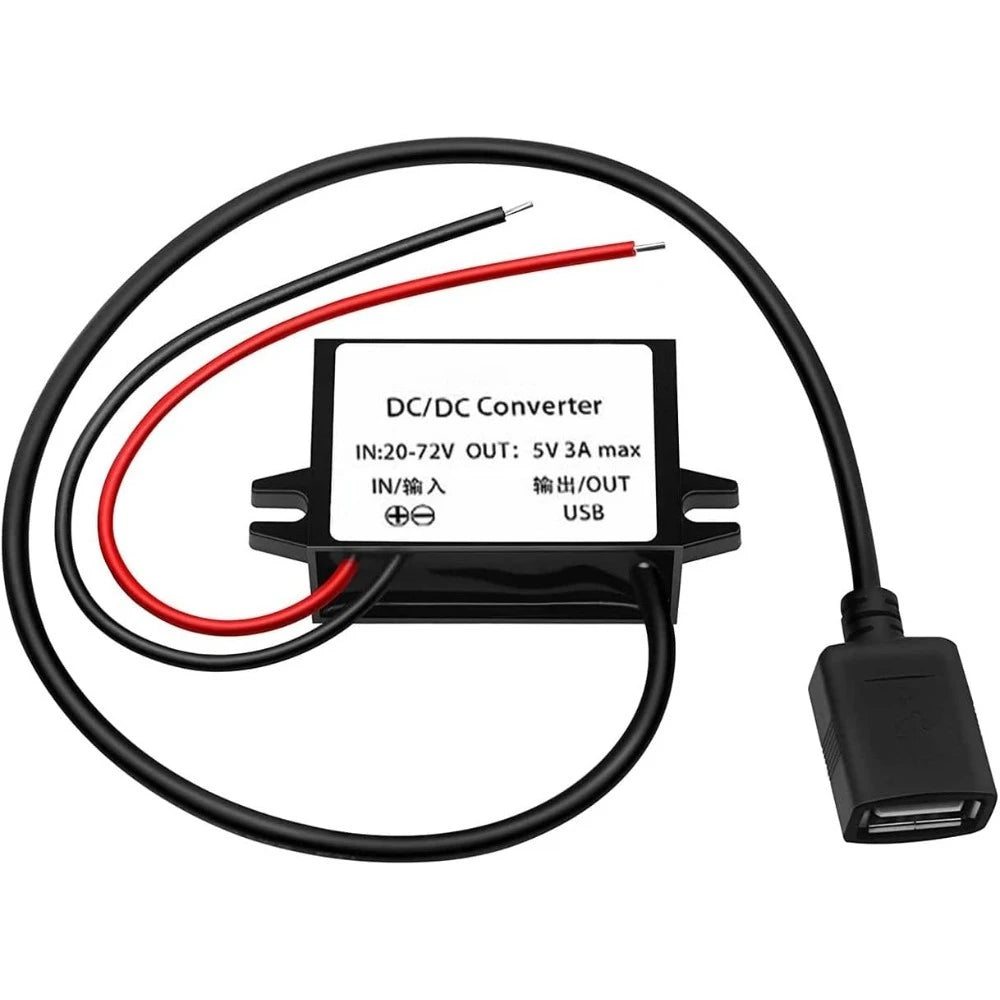 DC/DC 20-72V To 5V 3A 15W USB Converter With USB Output Power Adapter Converter Voltage Buck Regulator Waterproof Transformer Oasis Select