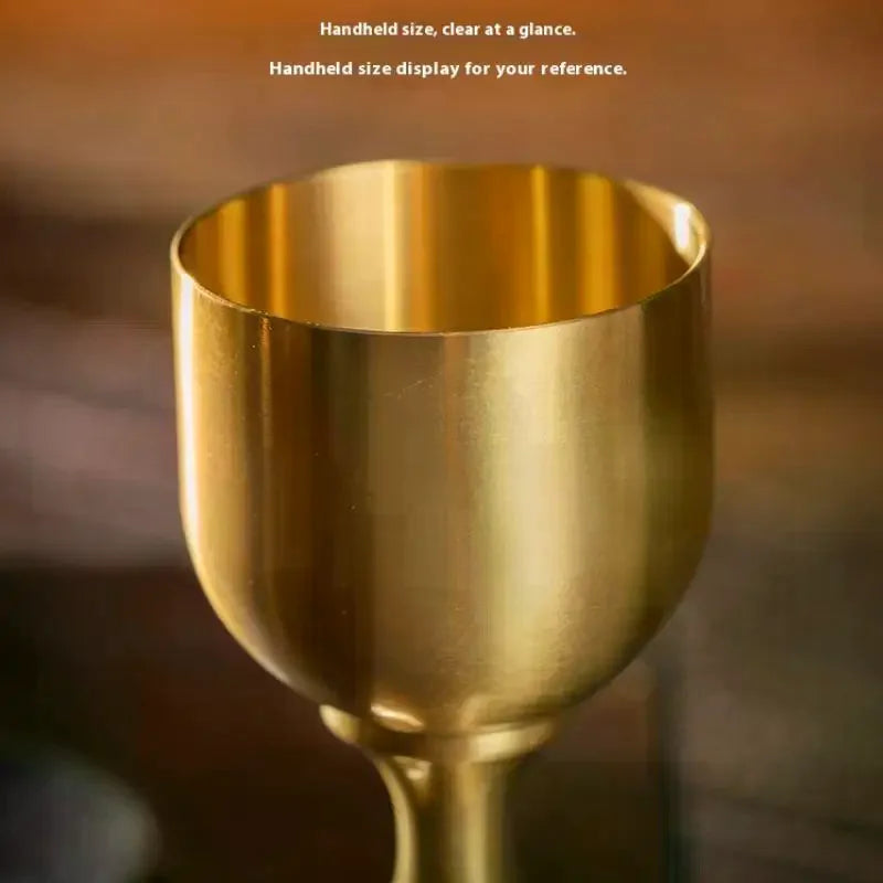 Brass Wine Glass Goblet Tabletop Mini Shot Copper Crafts Red White Wine Trumpet Copper Decoration for Restaurant Oasis Select