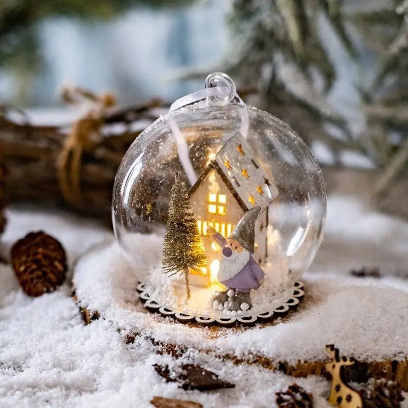 Christmas Micro Landscape Glass Ball Condole Christmas Tree Hanging Light Ball Christmas Decorative Lights Oasis Select