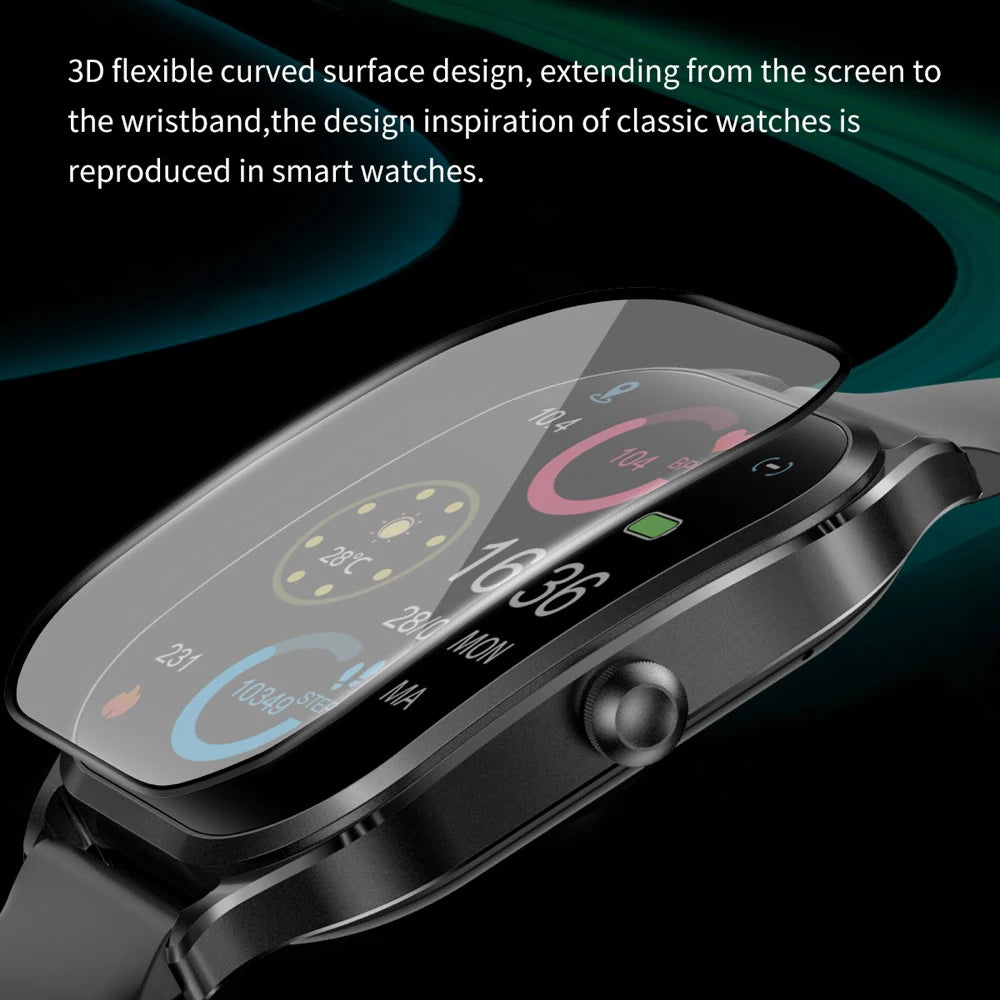 2.02" 3D Curved Screen Smart Watch Men Women Blue Tooth Call Watches Sports Fitness Health Smartwatch Waterproof Music Weather Oasis Select