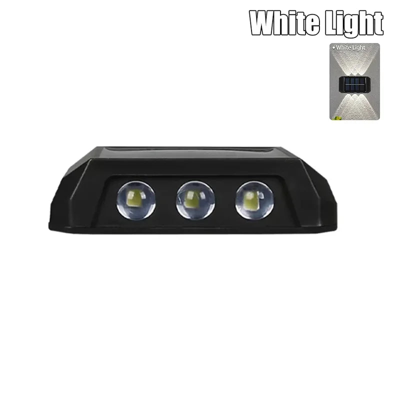Solar Wall Light IP65 Waterproof LED Safety Light Up Down Lighting Easy Install Outdoor Patio Yard Garden Street Landscape Decor Oasis Select White light 6 wick