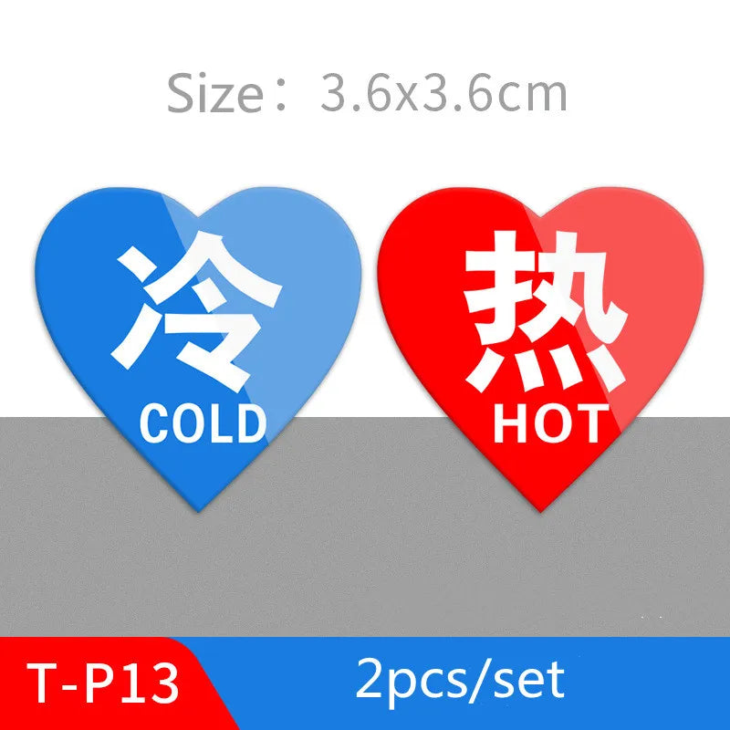 Hot and Cold Signs Round Universal Easy to Use Sticker Self-adhesion Water Signs Label for Kitchen Bathroom Faucets Sink Oasis Select T-P13