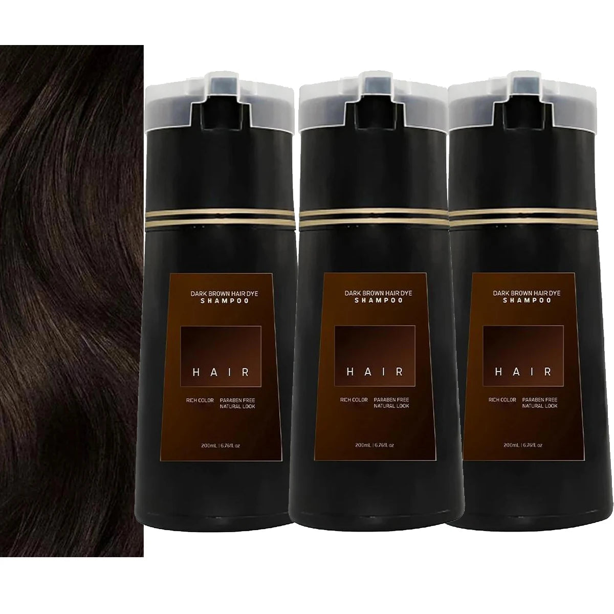 1/2/3PCS Black Hair Dye Shampoo Nova Hair Instant Dye Shampoo,Hair Dye Coloring For Gray Hair Long Lasting Color in Minutes Oasis Select 3pcs-dark brown