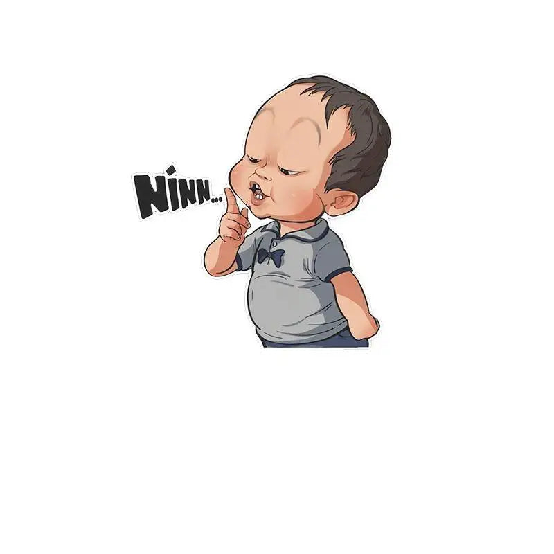 2Pcs Waterproof Funny Car Decal 10x10cm Cartoon Baby Ninn Vinyl Sticker For Auto Laptop Helmet Bumper Decoration Oasis Select