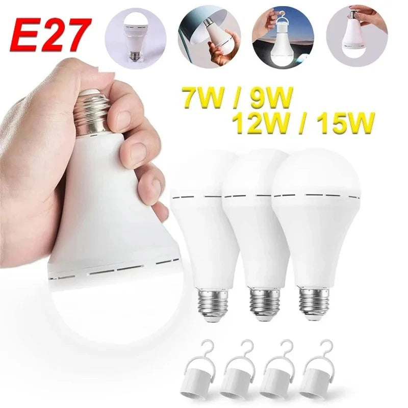 LED Rechargeable Light Flashlight 9w/15w Emergency Bulb Portable Hanging Camping Lamp for Tent Home USE Power Failure Porch Oasis Select