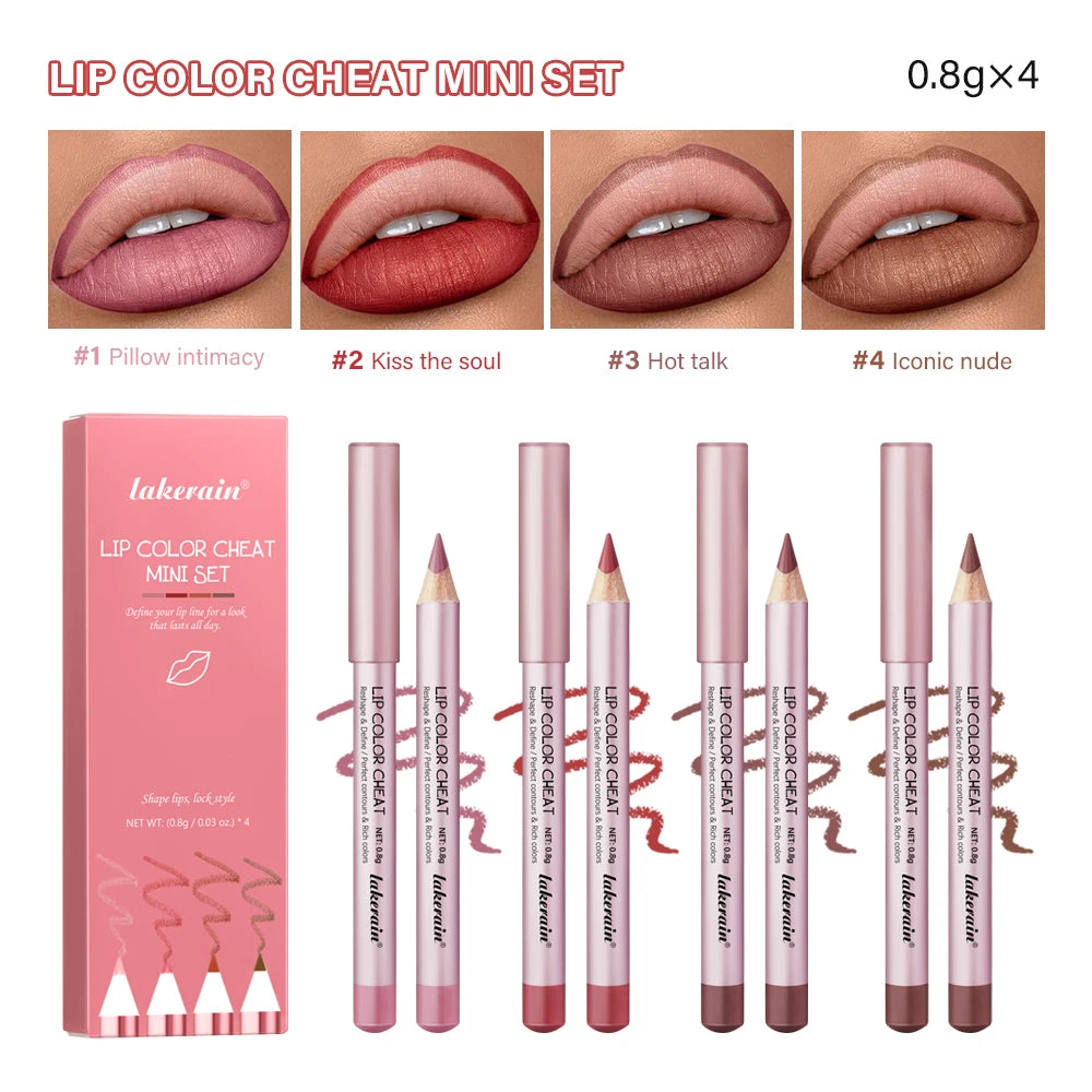 Matte Lip Pencil Waterproof Contour Brown Lip Liner Stain Hot Waterproof for Lips Permanent Lips Profiler Long Lasting Lipsticks Oasis Select 1set