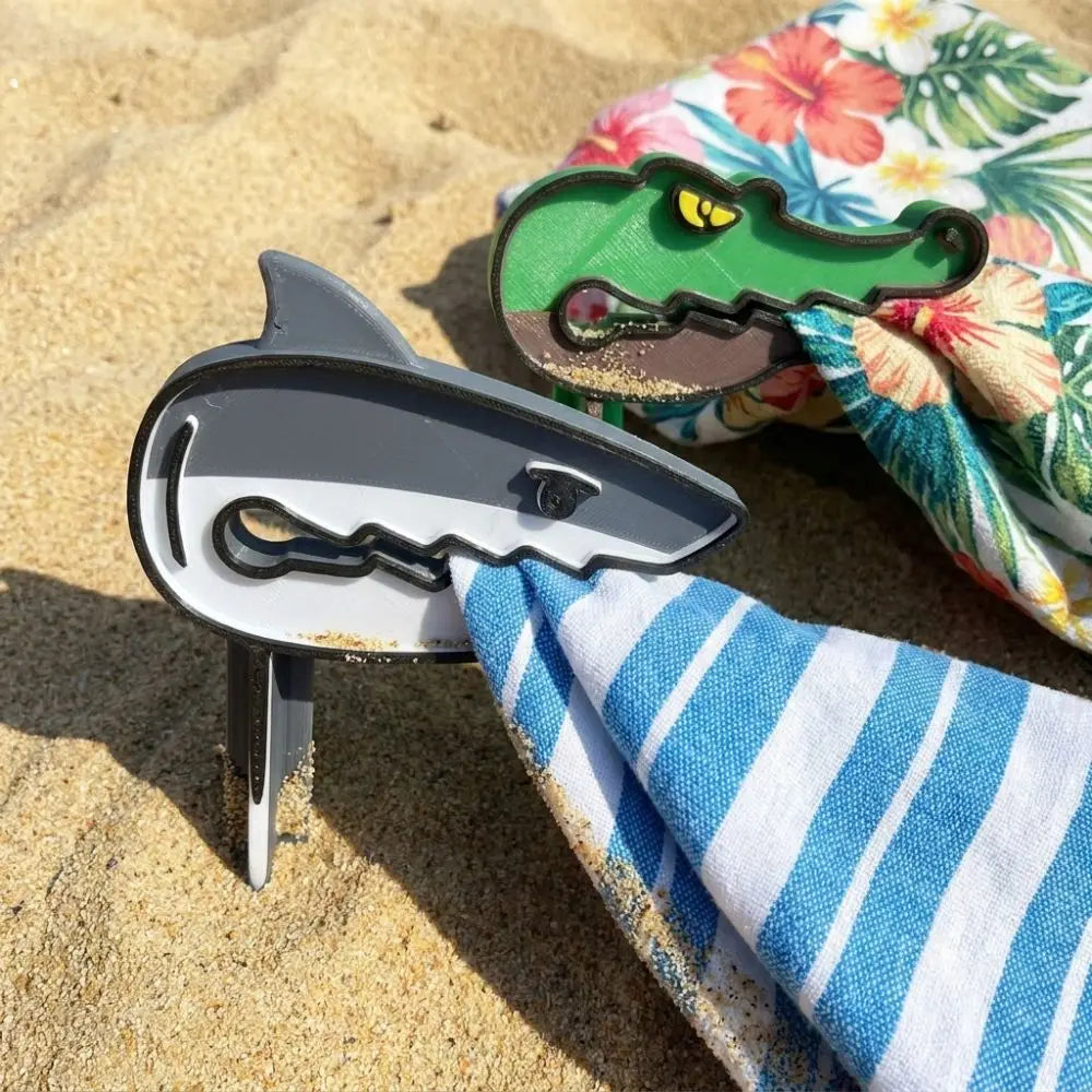 Shark-shaped Beach Towel Clip Strong Grip Windproof Camping Mat Clip Sun-resistant Fabric-friendly Outdoor Towel Holders Oasis Select