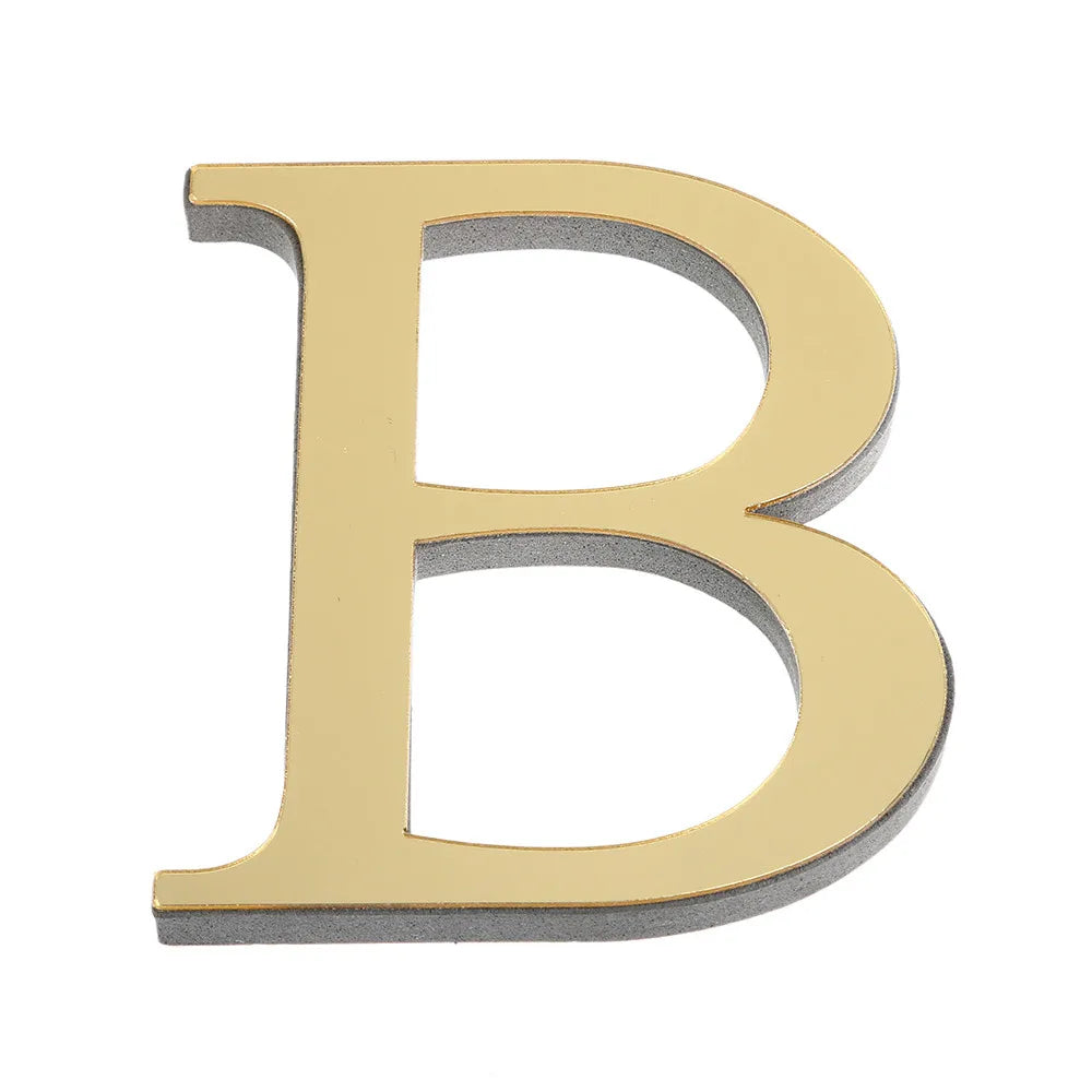 3D Mirror Acrylic Letter Wall Sticker | DIY Gold Alphabet Decal