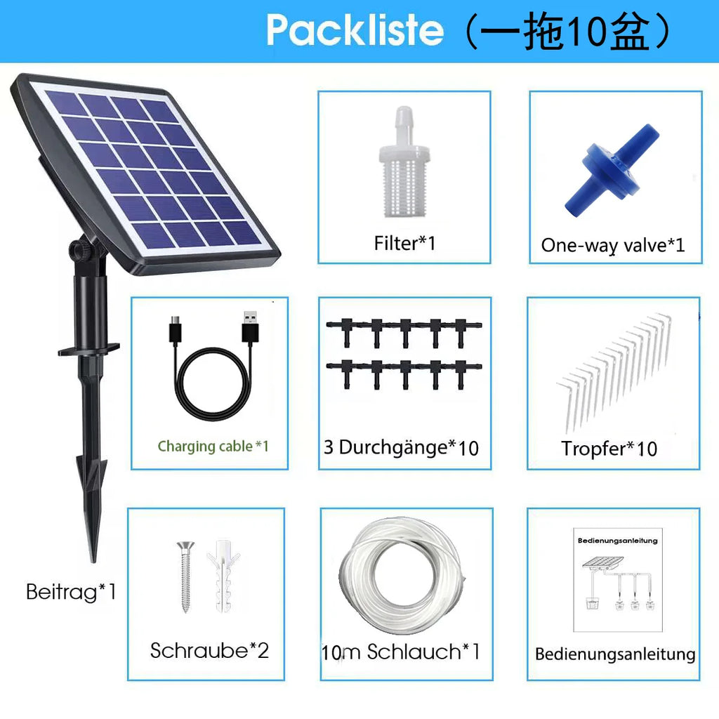 Solar-powered Flower Watering Machine, Intelligent Irrigation Machine, 3W Timed Drip Irrigation, Lazy Person Watering Machine Oasis Select 3W one to 10 pots
