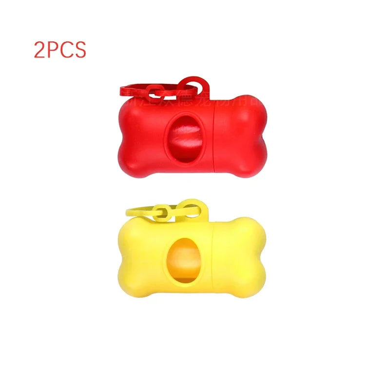 1pc Bone Shaped Bag Dispenser Disposable Pet Dog Waste Bag Holder Plastic Garbage Bag Case Carrier Disposal Poop Bag Dispenser Oasis Select red-yellow