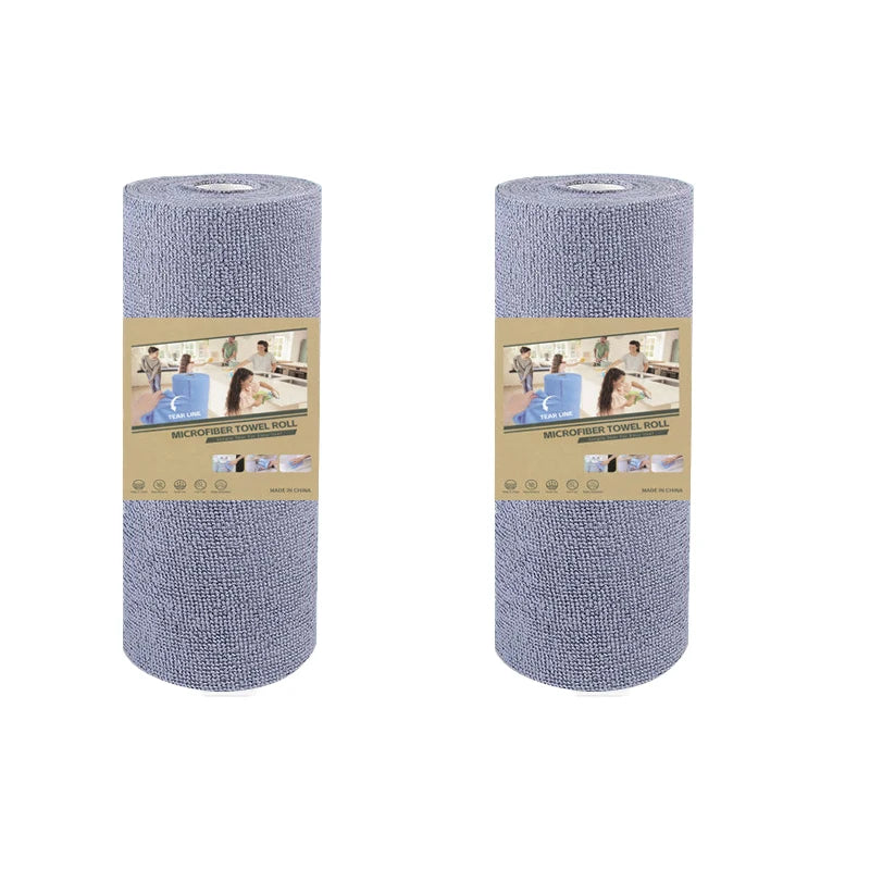 4M Reusable Kitchen Dish Cloth Roll Washable Cleaning Wipes Paper Towel Alternative Absorbent Rag for Living Room Bedroom Oasis Select 2 rolls grey
