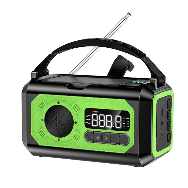 Portable 12000mAh Emergency Radio AM/FM/NOAA Weather Radio Solar Hand Crank Radio Flashlight SOS Alarm Power Bank Reading Lamp Oasis Select Green