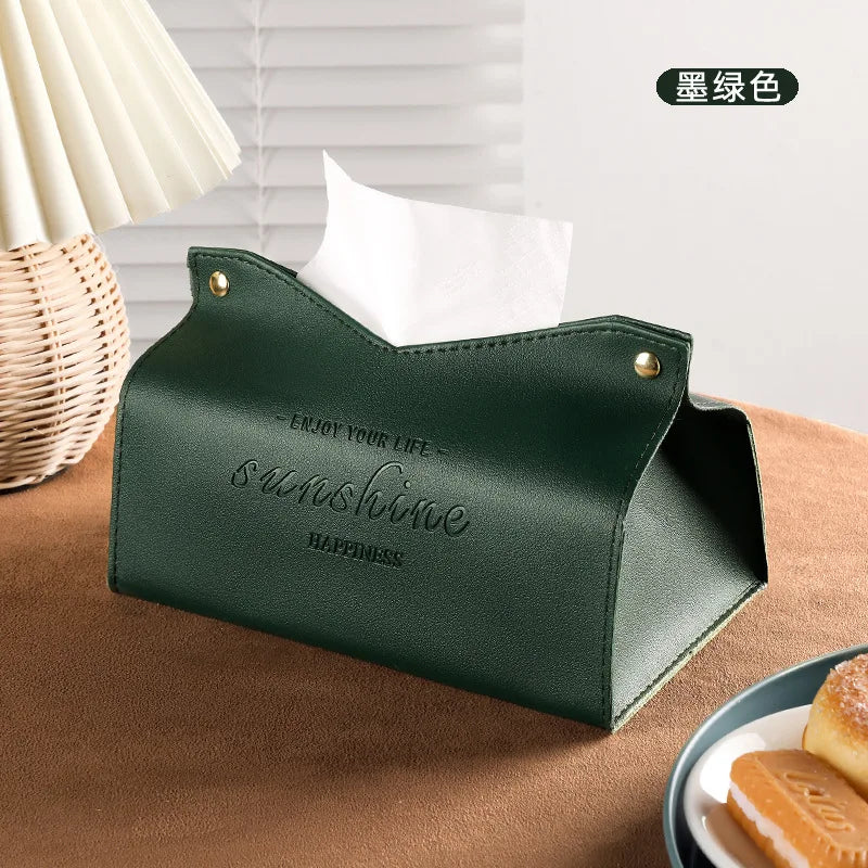 Nordic Light Luxury Tissue Box For Home Living Room, Internet Famous Car Drawer, Simple And High-end Creative Napkin Storage Box Oasis Select green