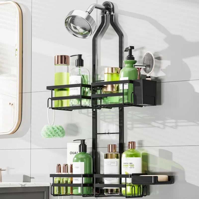 Bathroom rack Shower room hanger No punching faucet shower rod hanging basket Bathroom wall-mounted storage rack Oasis Select