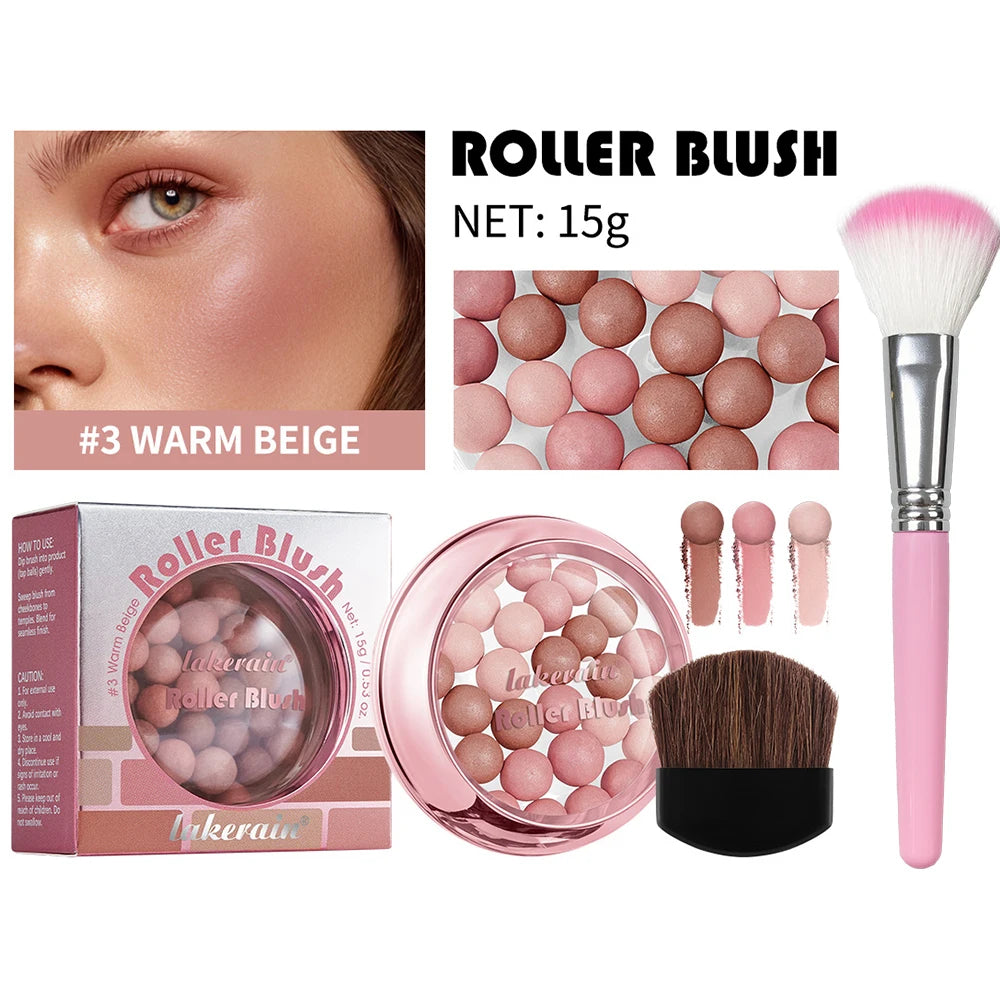 Long Lasting Roll-on Blush Shimmer Matte Finish with Brush Lightweight Glossy Texture Natural Look for Daily Face Makeup Oasis Select 03