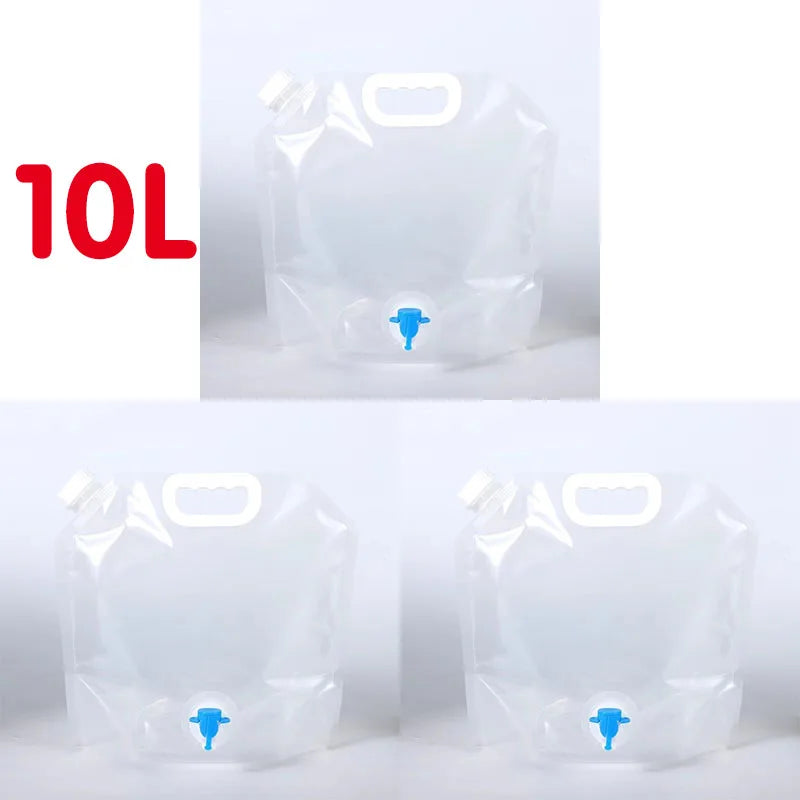 1/3/5Pcs 10L Camping Water Bag Portable Folding Water Bucket Large Water Container Outdoor Travel Collapsible Pouch Can Oasis Select Transparent-3PCS