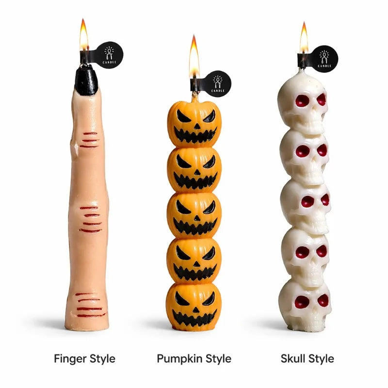 3PCS Halloween Aromatherapy Candles Spooky Skull Bone Fingers Pumpkin Candle 3D Scented Candles Festival Home Decoration Gifts Oasis Select mixed