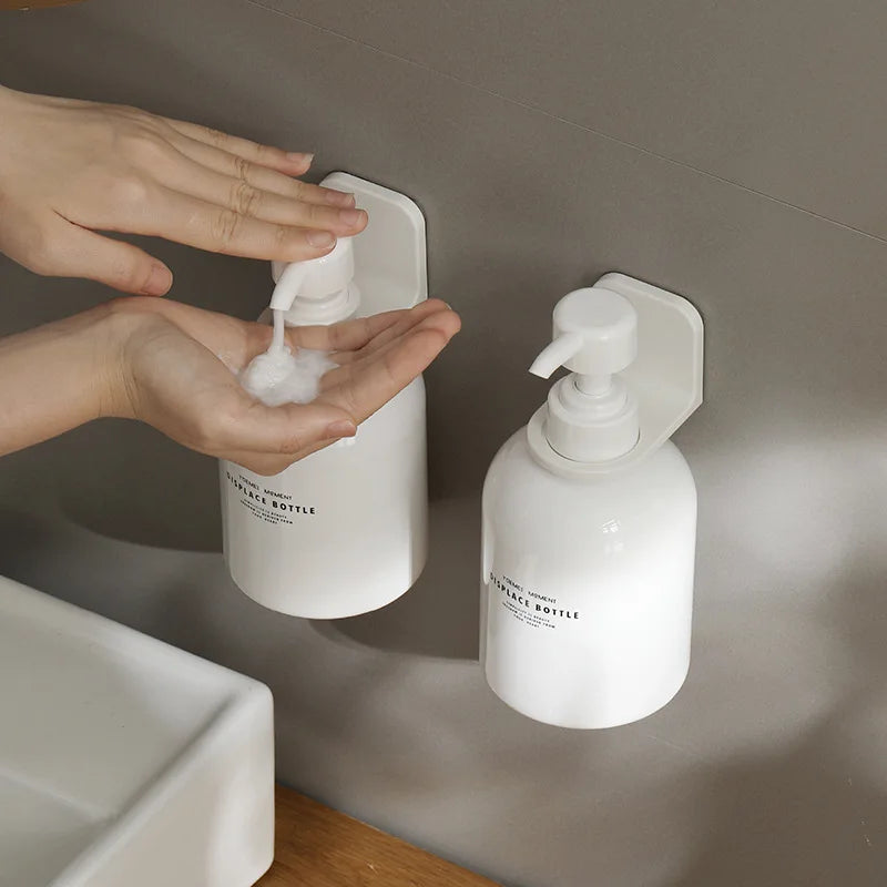 1pcs Adjustable Dispenser Bottle Holder Wall Mounted Adhesive Shampoo Lotion Hand Soap Bottle Hanger Bathroom Storage Rack Oasis Select