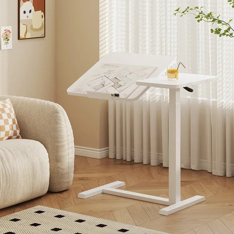 Multi-functional Household GoodsBedside Table Lifting Computer Desk Home Office Desk Removable Table Oasis Select White B