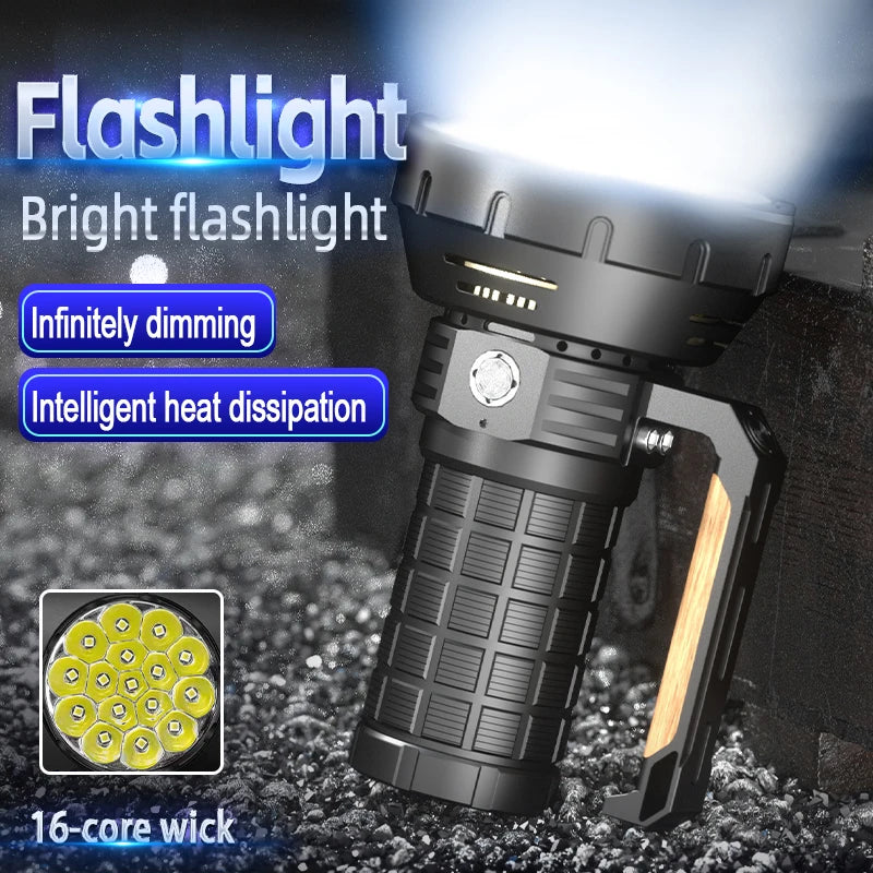 Super Bright Portable Lanterns Rechargeable Torchlight 58000 Lumens Waterproof Adventures Spotlight Flashlight Long Beam 1617M Oasis Select