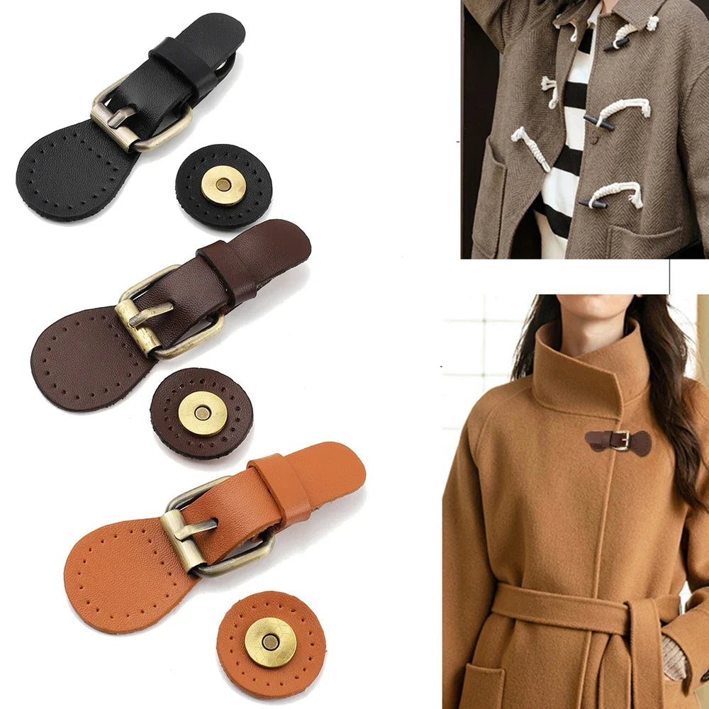 1Set Sewing on Leather Magnetic Snap Buckles Sewing Fasteners for Handmade DIY Patchwork Bags Hangbag Lock Hardware Accessories Oasis Select